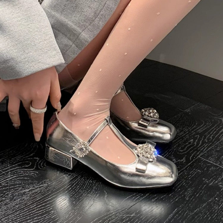 Niche Design SenseT-shaped Single Shoe With Rhinestones For Women 2026 Spring And Autumn New French Style Single Shoe With Mary Zhen Shallow Mouth – product detail