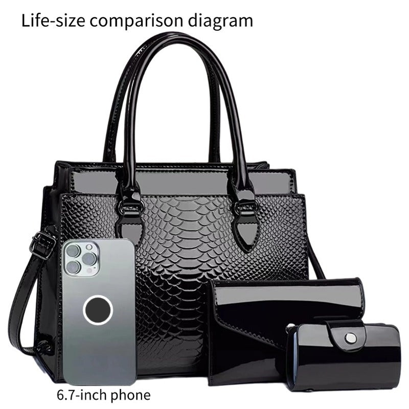 Sarah Express 3-Piece Structured PU Leather Handbag Set