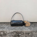 Sarah Express Mini Cylindrical Crossbody Bag with Charm Black 17x12x9cm