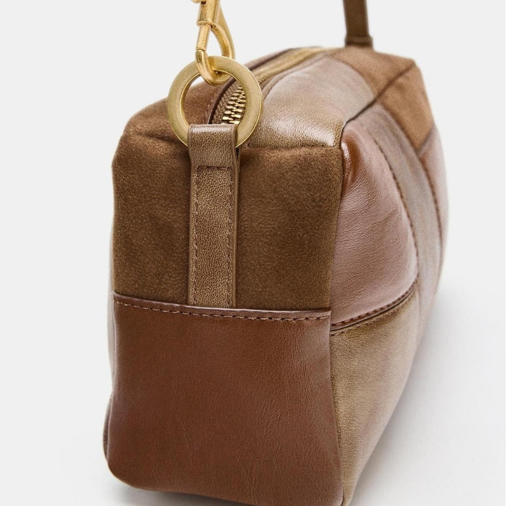 Sarah Express Retro Color-Block Patchwork Shoulder Bag