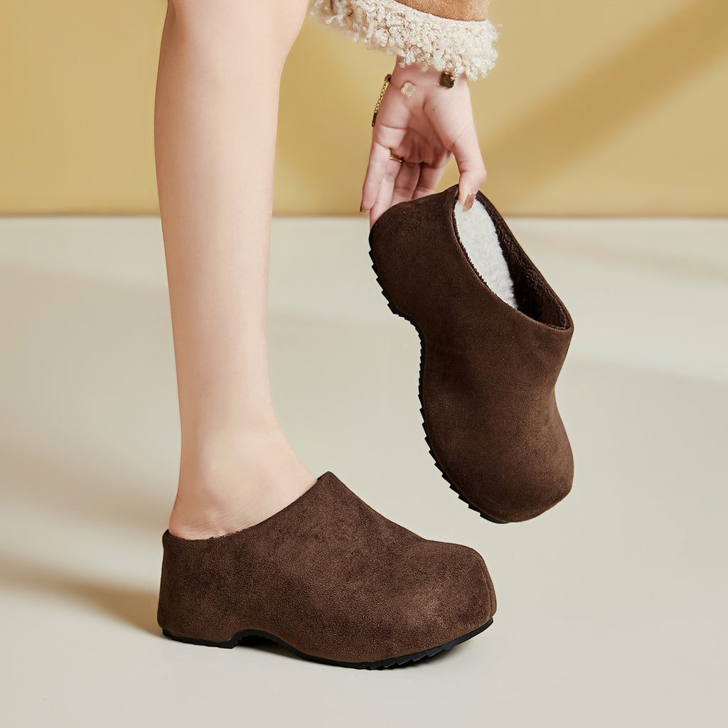 Sarah Express Retro Suede Chunky Platform Slip-On Mules