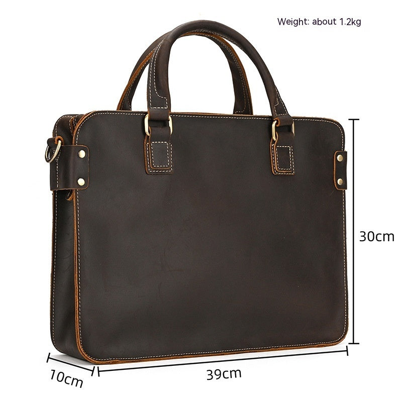 Sarah Express Retro Crazy Horse Leather Business Briefcase