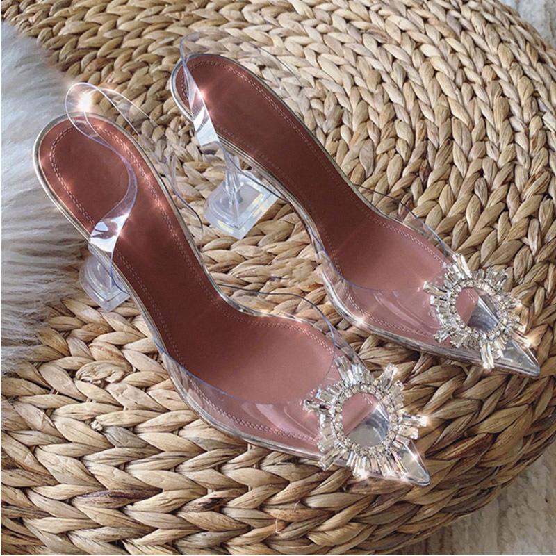 Sarah Express Transparent Embellished Pointed Toe Heels