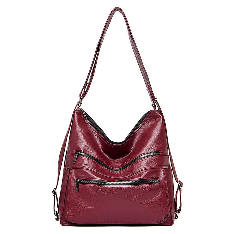 Sarah Express Convertible Zipper Shoulder Bag Backpack Wine red