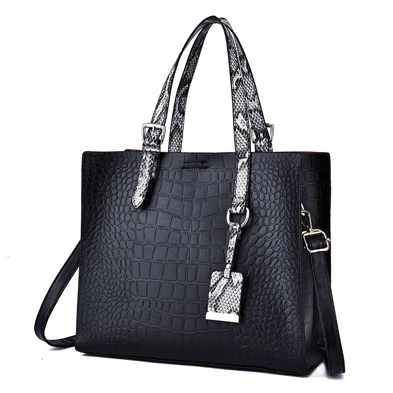 Sarah Express Structured Crocodile Pattern Tote Handbag