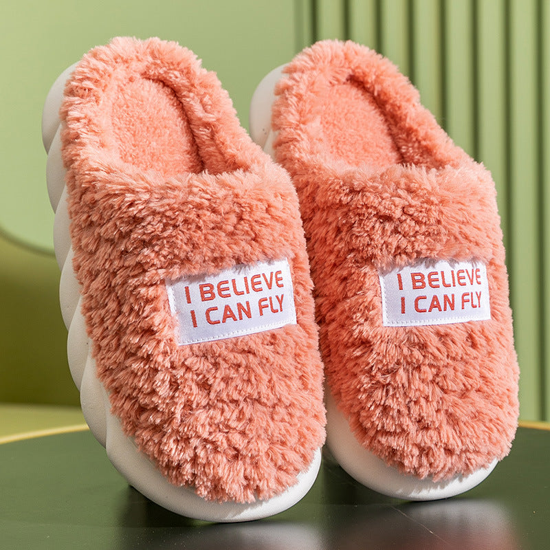 Sarah Express Unisex Warm Plush Faux Fur Slippers Watermelon red