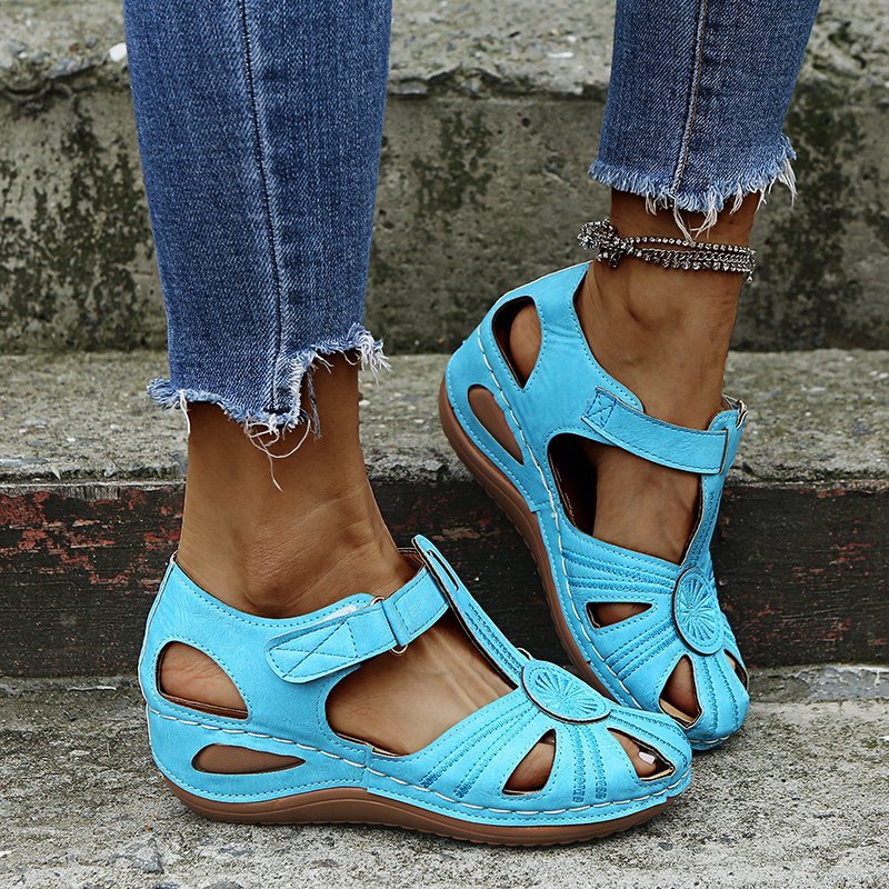 Cutout Round-Toe Velcro Beach Sandals – product detail alternate view 6
