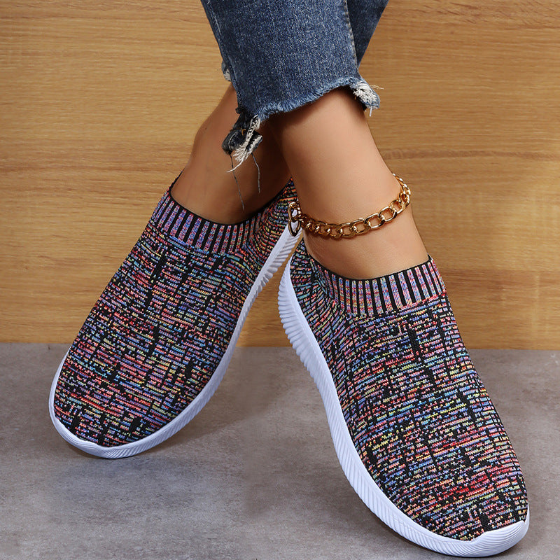 Sarah Express Unisex Stripe Knit Sock Sneakers
