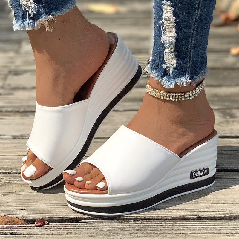 Sarah Express Women's Cutout Platform Wedge Sandals
