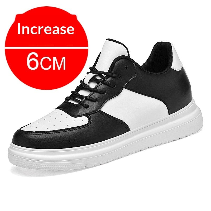 Sarah Express Men's Height Increasing Breathable Casual Sneakers Black white Increased height by 6cm
