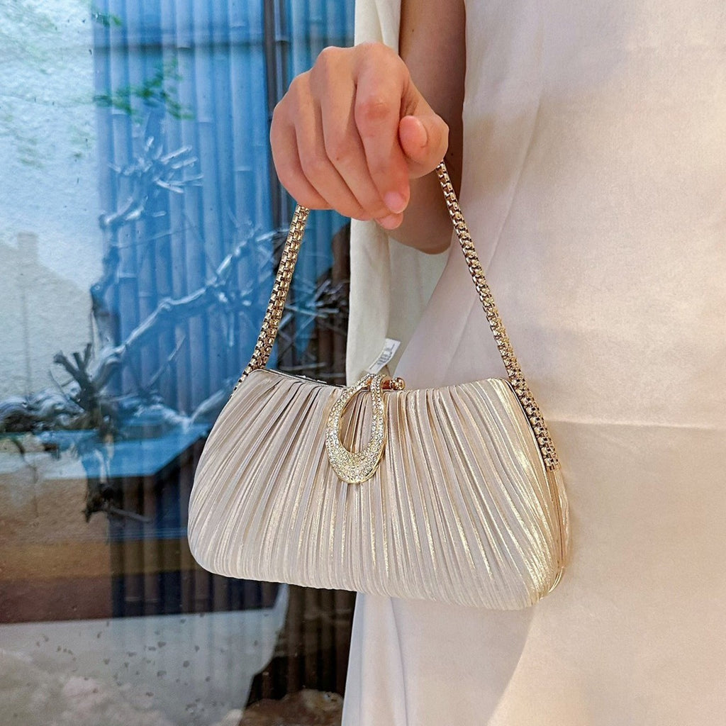 Sarah Express Pleated Satin Evening Clutch Bag