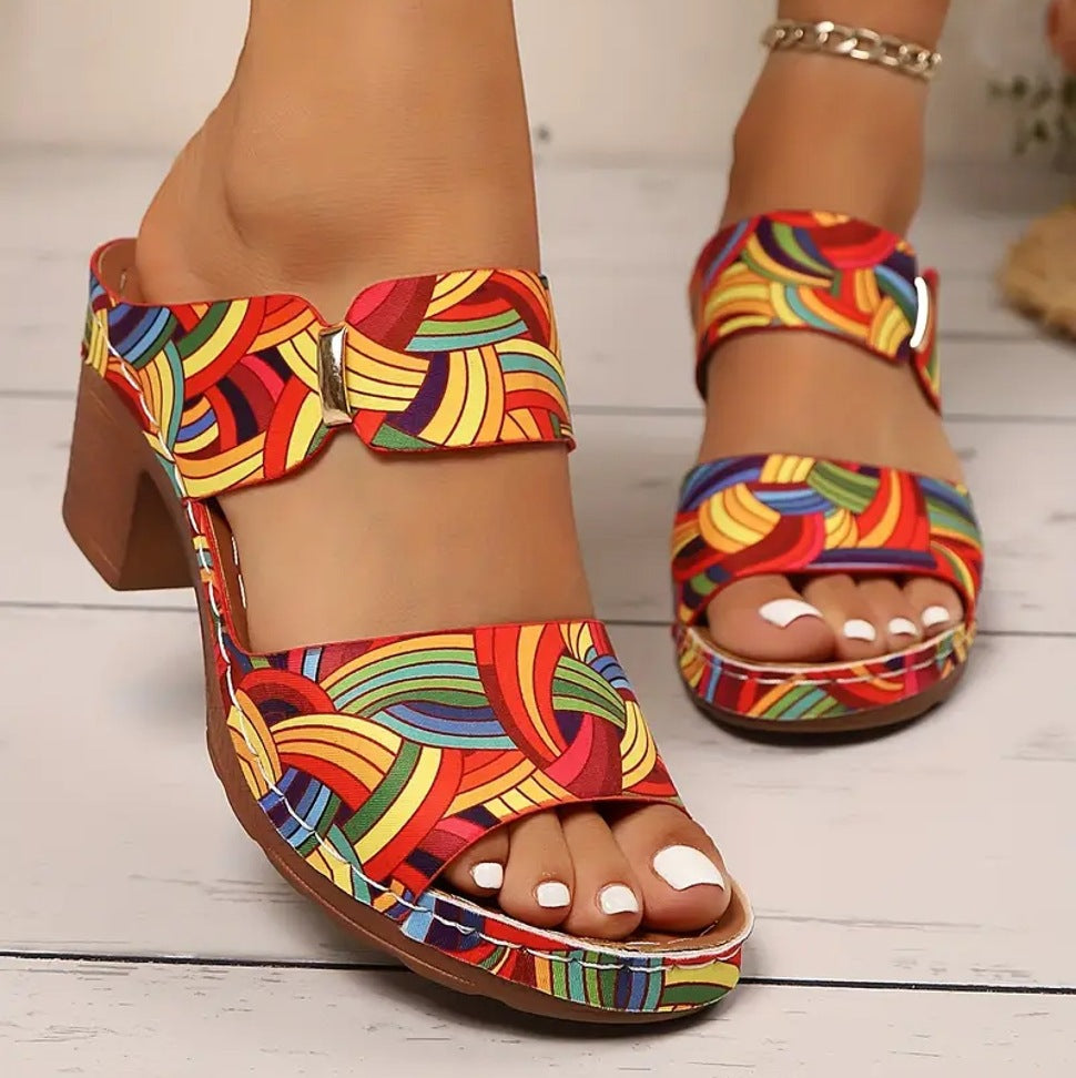 Graffiti Platform High-Heel Slide Sandals – sole profile alternate view 3