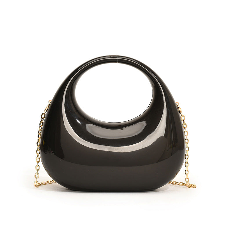 Sarah Express Acrylic Crescent Chain Shoulder Handbag Black