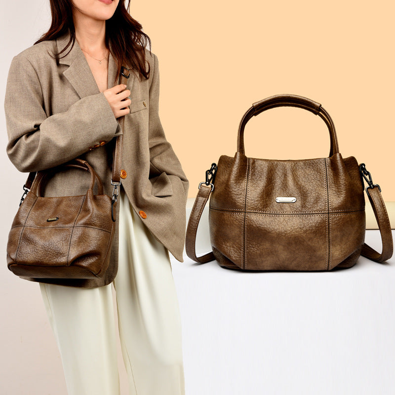 Sarah Express Soft PU Leather Bucket Crossbody Bag