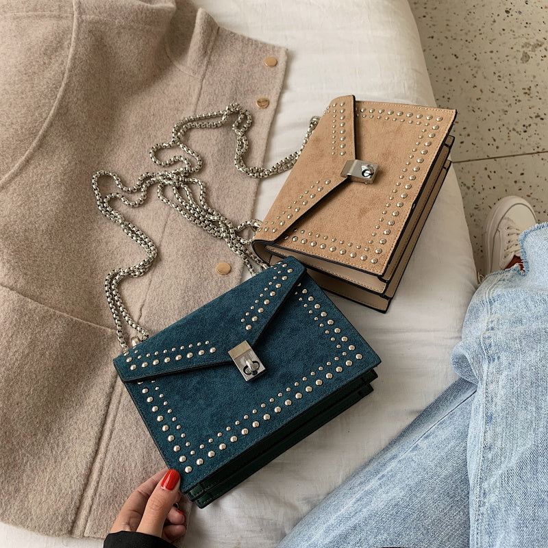 Sarah Express Studded Flap Messenger Shoulder Bag