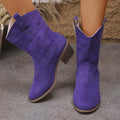 Sarah Express Embroidered Western Mid-Calf Boots Purple