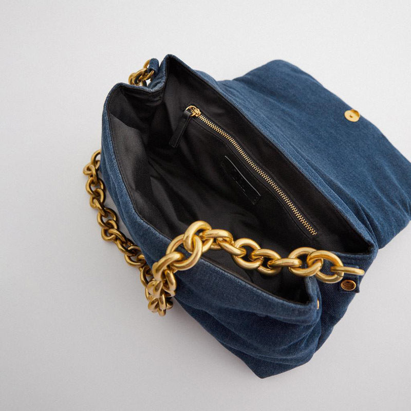 Sarah Express Oversized Quilted Denim Crossbody Bag