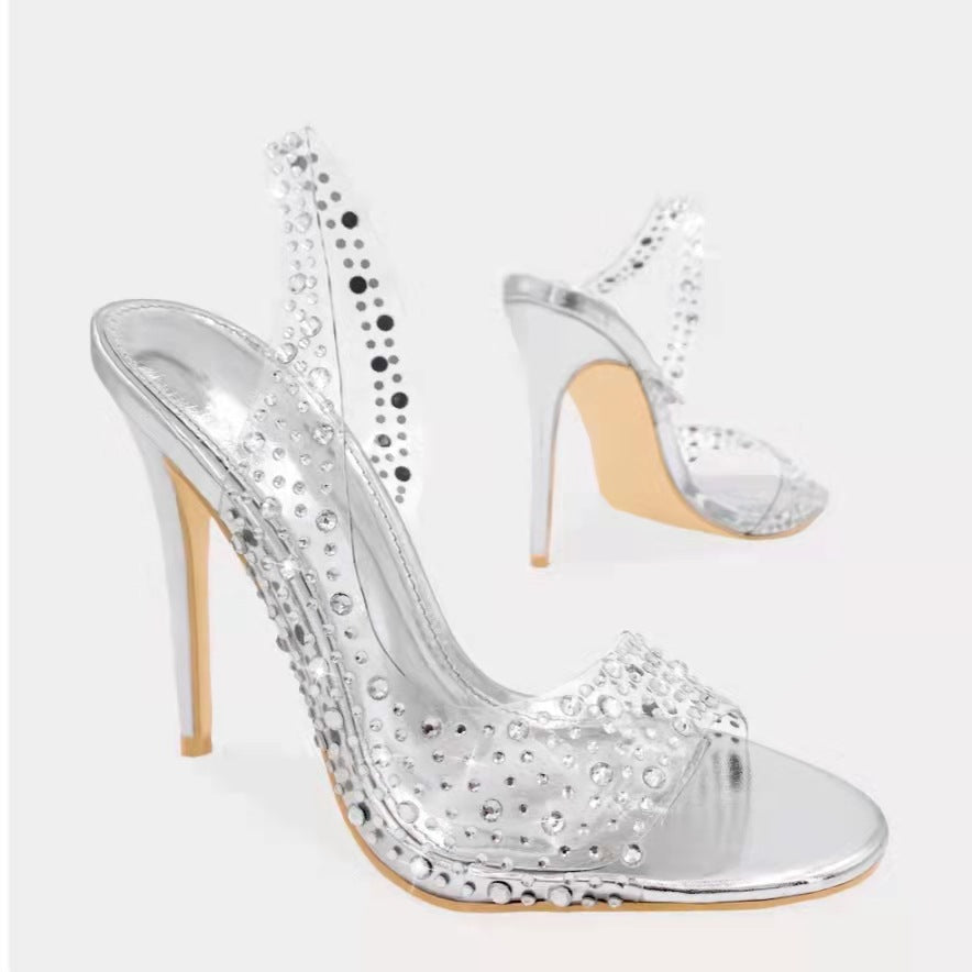 Sarah Express Rhinestone Stiletto Fish Mouth Sandals