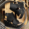 Sarah Express Vintage Wedge Heel Open-Toe Sandals Black