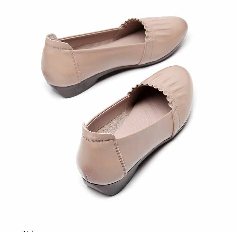 Sarah Express Women's Cowhide Leather Wedge Loafers
