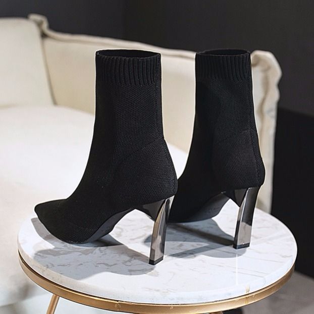 Sarah Express Pointed Toe High Heel Sock Boots