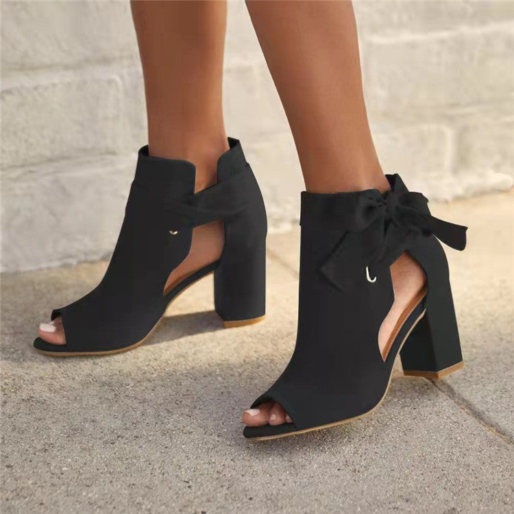 Sarah Express Suede Bow Slingback Fish Mouth Heels