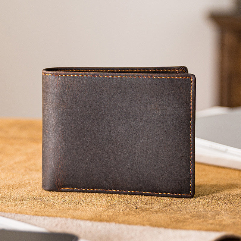 Sarah Express Handmade Full-Grain Cowhide Bifold Wallet Dark brown