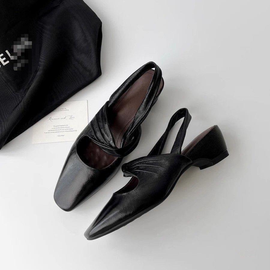 Sarah Express Retro Square-Toe Cutout Chunky Heel Pumps