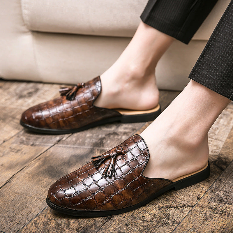 Sarah Express Men's Tassel Slip-On Brogue Mules