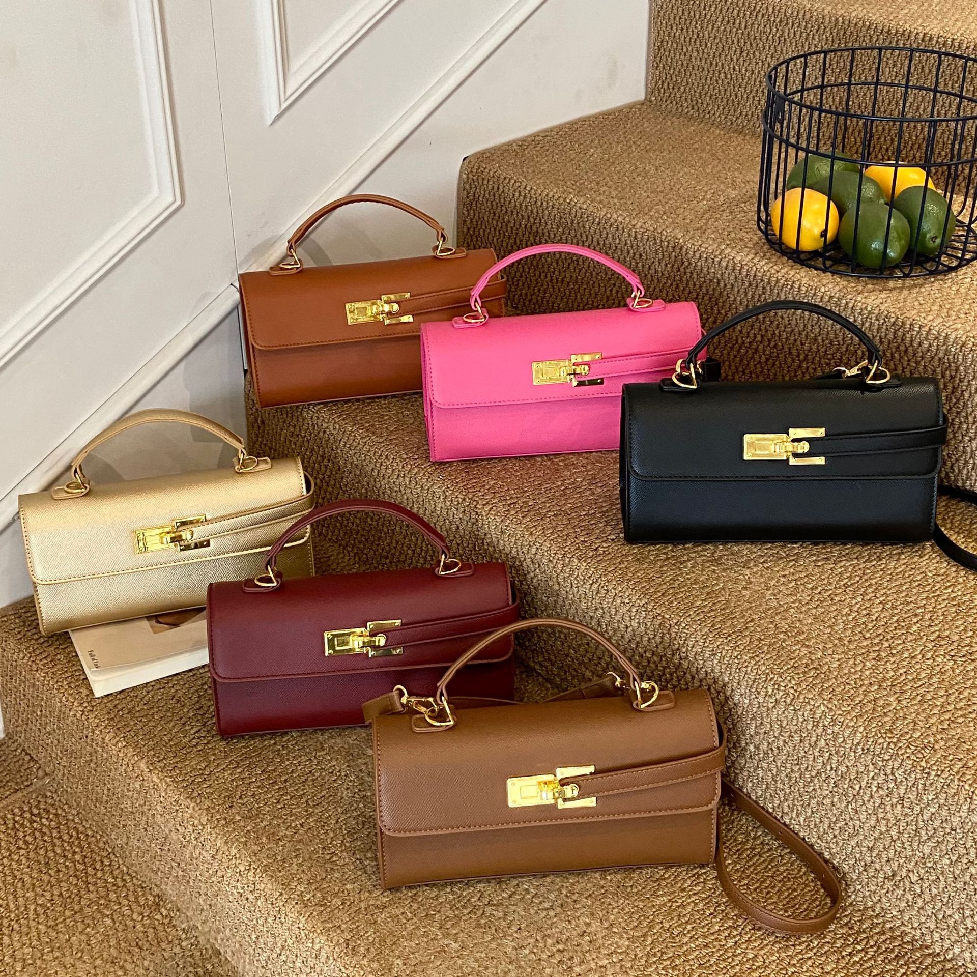 Sarah Express Quilted Lock Closure Square Crossbody Bag