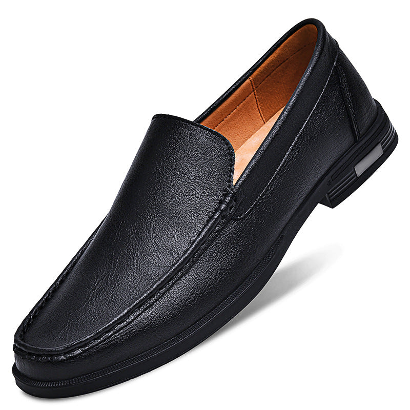 Sarah Express Men's Perforated Slip-On Loafers Black Four Seasons