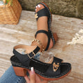 Sarah Express Wide-Width Chunky Heel Sandals Black