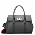 Sarah Express Lychee Pattern Structured Top Handle Handbag Grey