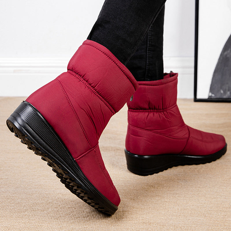 Sarah Express Women's Plush Lined Front Zip Snow Boots