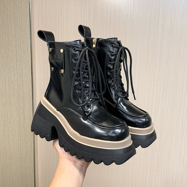 Sarah Express Women's Casual Platform Lace-Up Boots
