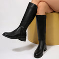 Sarah Express Women's Knee-High Knight Boots Side Zip Black