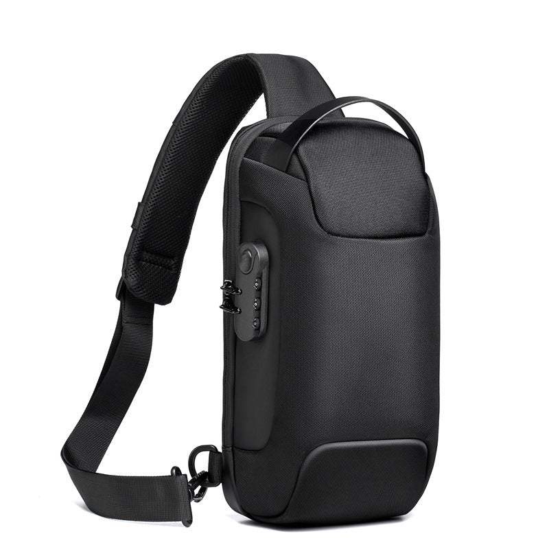 Sarah Express Waterproof Anti-Theft USB Chest Sling Bag Black