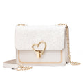 Sarah Express Glitter Heart Chain Shoulder Bag White