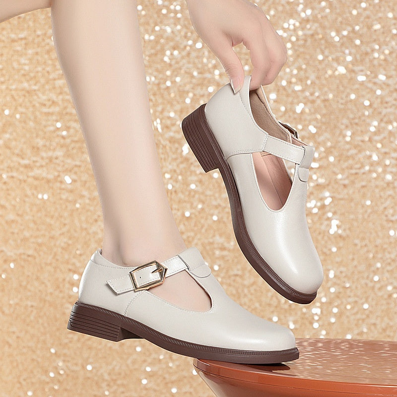 Sarah Express Round-Toe T-Strap British Style Flats