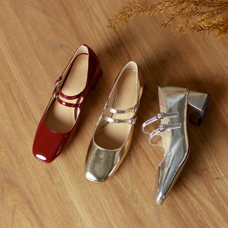 Sarah Express Square Toe Chunky Heel Office Pumps