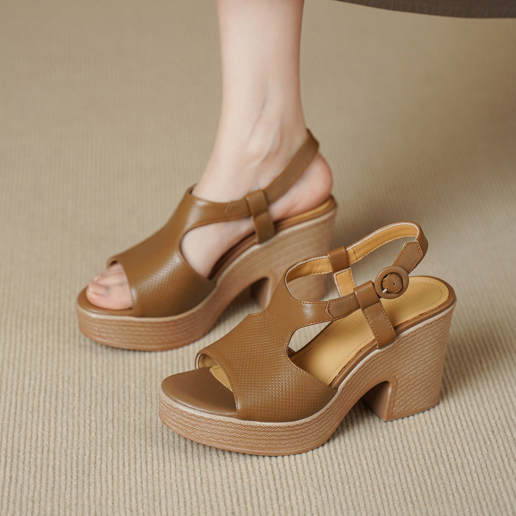 Perforated Lambskin Chunky Platform Slingback Sandals – sole profile alternate view 13