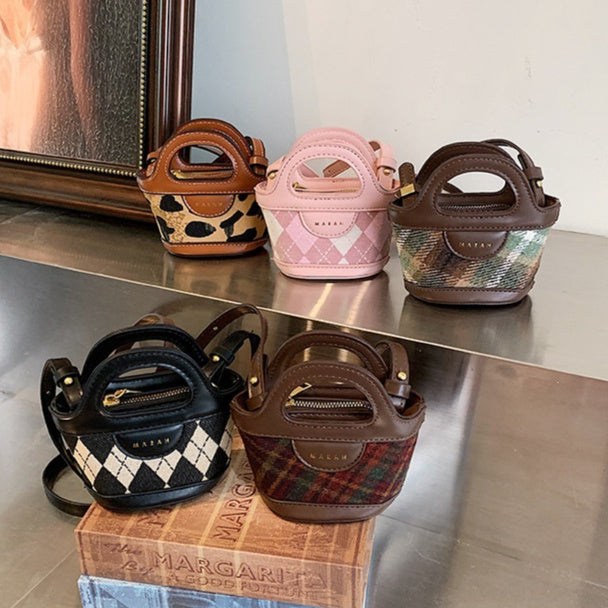 Sarah Express Patchwork Plaid Mini Tote Crossbody Bag