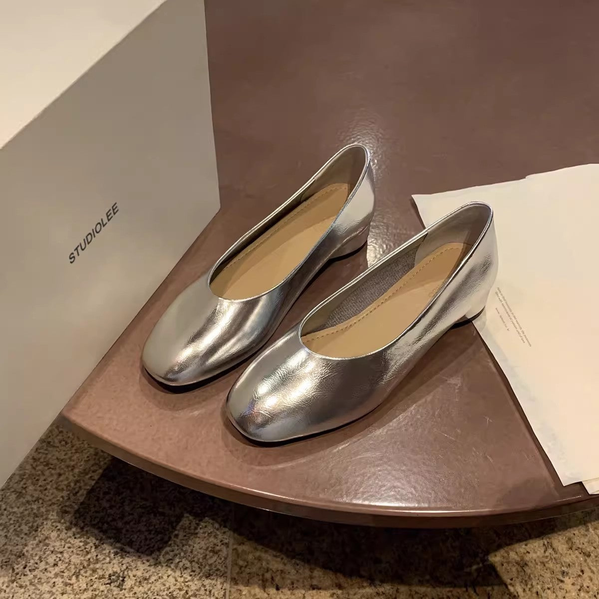 Sarah Express Women's Low-cut Genuine Leather Chunky Heels
