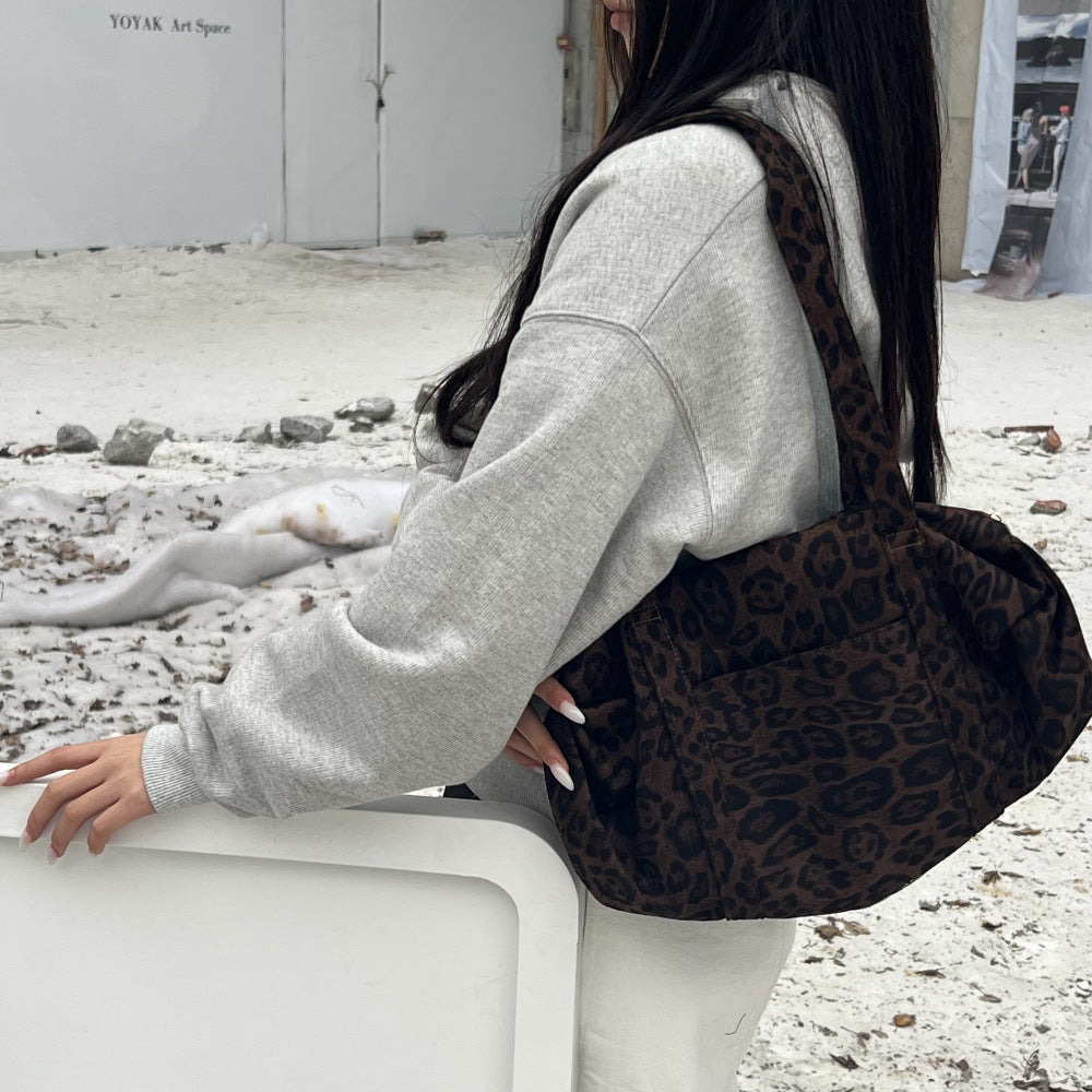 Sarah Express Leopard Print Soft Suede Tote Bag