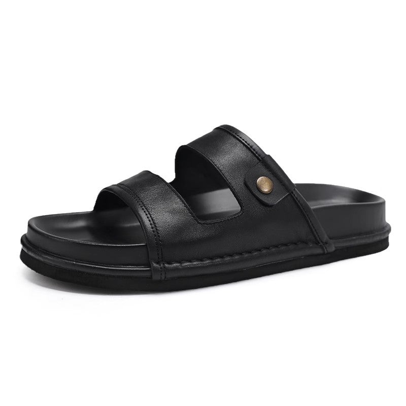 Sarah Express Men's Casual Breathable Leather Slide Sandals
