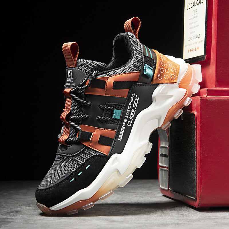 Sarah Express Chunky Lace-Up Dad Sneakers Black orange