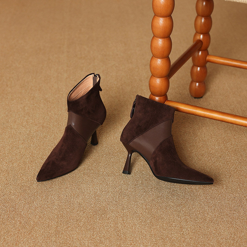 Sarah Express Spliced Suede Stiletto Ankle Boots