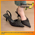 Sarah Express Bow-Tie Pointed Toe Mid Heel Sandals Black