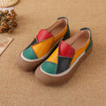 Sarah Express Patchwork Color-Block Leather Slip-On Loafers Yellow