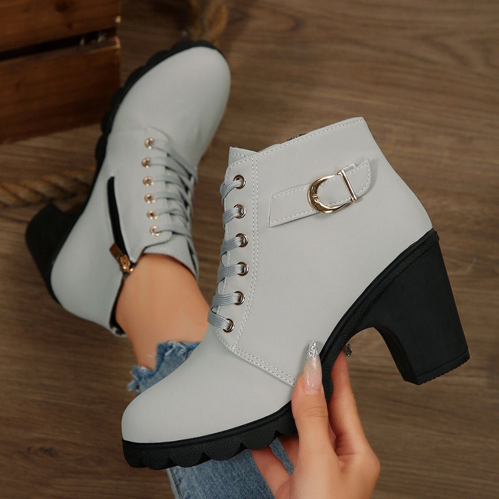Sarah Express Women's Cross-Tie Chunky-Heel Ankle Boots
